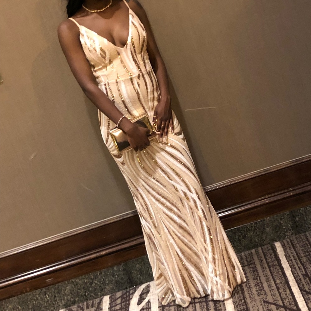 Melanie V Neck Sequin Dress